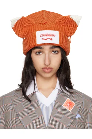 Charles Jeffrey Loverboy Bonnet épais orange à appliqués à oreille