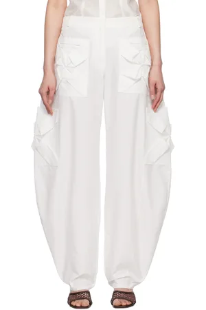 J.KIM Pantalon cargo blanc à smocks