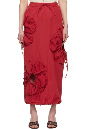 J.KIM Jupe longue rouge à appliqués floraux