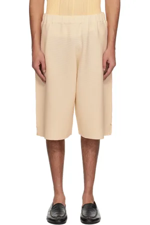 Issey Miyake Short Tight Twist beige en tricot de coton