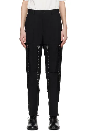 NOIR KEI NINOMIYA Pantalon noir en toile oxford de laine