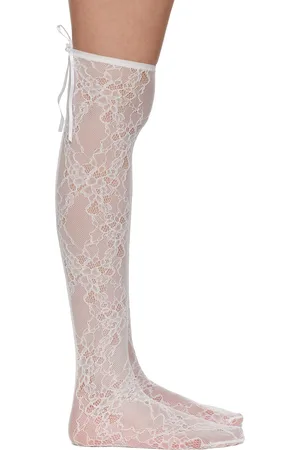 AMBUSH Chaussettes blanches en dentelle à ruban