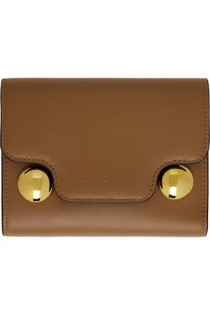 Marni Portefeuille à trois volets brun clair en cuir - Trunkaroo