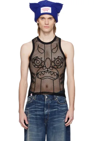 Charles Jeffrey Loverboy Débardeur noir en résille à appliqués graphiques