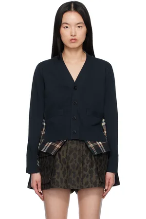 SACAI Cardigan bleu marine et vert