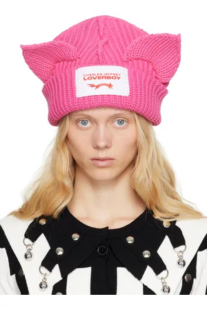 Charles Jeffrey Loverboy Bonnet épais rose à appliqués à oreille