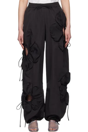 J.KIM Pantalon de détente noir à appliqués floraux