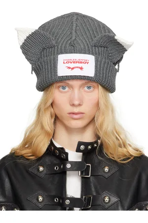 Charles Jeffrey Loverboy Bonnet épais gris à appliqués à oreille