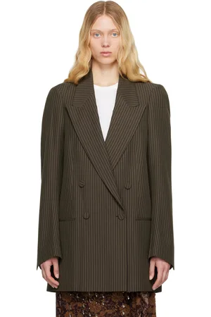 DRIES VAN NOTEN Veston kaki à rayures