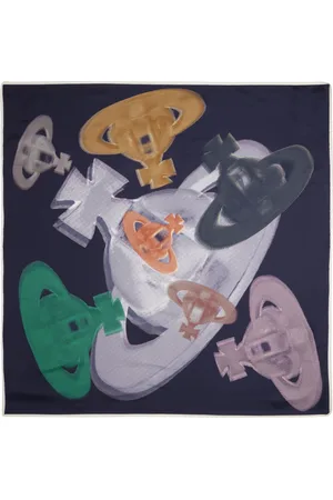 Vivienne Westwood Foulard carré bleu marine à motif à orbes floutées
