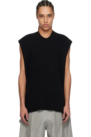 Issey Miyake Gilet Tight Twist noir en tricot de coton