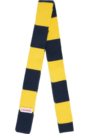 Charles Jeffrey Loverboy Écharpe mince jaune et bleu marine à rayures