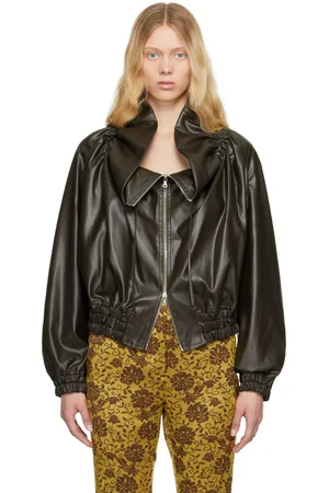 DRIES VAN NOTEN Blouson aviateur kaki à manches cocon