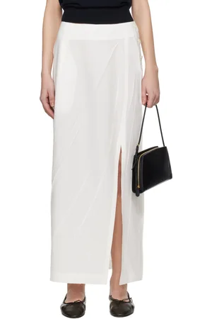 Issey Miyake Jupe midi blanche à plis pressés