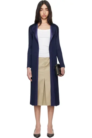 PLEATS PLEASE ISSEY MIYAKE Manteau contrasté Merry bleu marine