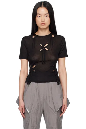 J.KIM T-shirt noir à découpes florales