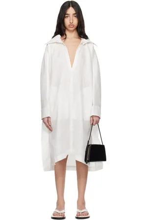 Issey Miyake Robe midi blanche en chanvre