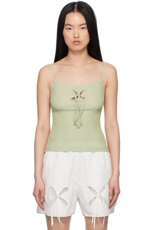 J.KIM Camisole vert à découpes florales