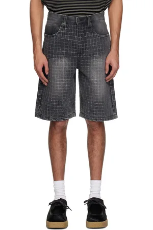 Glass Cypress Short noir en denim à ornements brodés