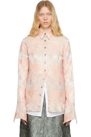 DRIES VAN NOTEN Chemise rose à motif fleuri en jacquard