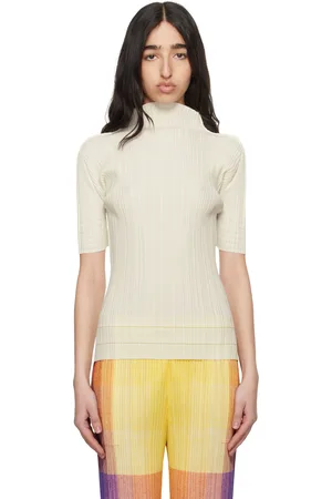 PLEATS PLEASE ISSEY MIYAKE Col roulé blanc cassé à plissures