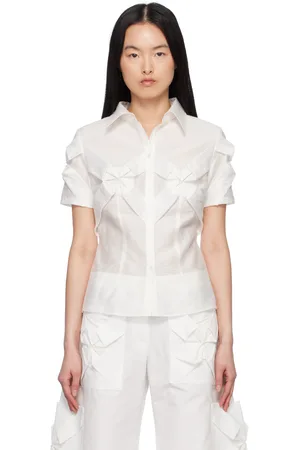 J.KIM Chemise blanche à fleurs à smocks