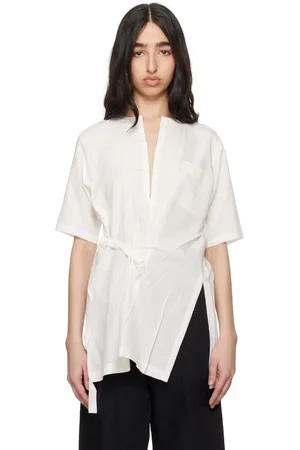 Issey Miyake Chemisier blanc à plis pressés