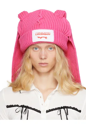 Charles Jeffrey Loverboy Bonnet épais rose à appliqués à oreille
