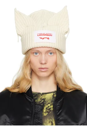 Charles Jeffrey Loverboy Bonnet épais blanc à appliqués à oreille