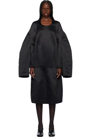 Comme des Garçons Robe midi épaisse noire en satin