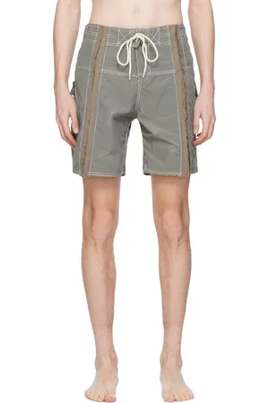 Edward Cuming Maillot de bain gris et beige à motif à microcarreaux
