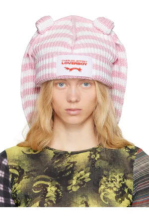 Charles Jeffrey Loverboy Bonnet épais rose et blanc à appliqués d