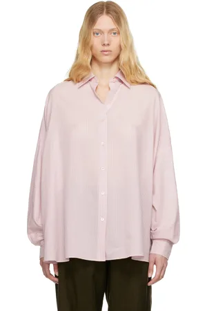 DRIES VAN NOTEN Chemise rose à manches cocon et à rayures