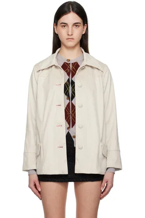 Anna Sui Manteau blanc cassé en suède synthétique à boutons