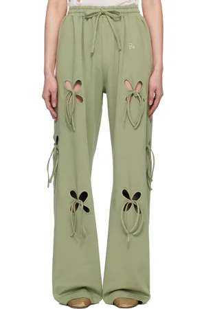 J.KIM Pantalon de détente vert à découpes florales