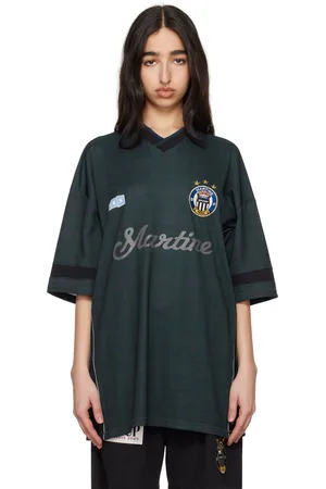 MARTINE ROSE T-shirt de soccer vert et bleu marine