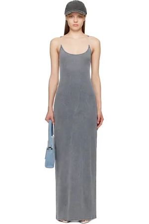 Y / PROJECT Robe longue bleue à bretelles transparentes