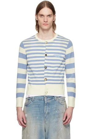 Charles Jeffrey Loverboy Cardigan blanc cassé et bleu à boutons
