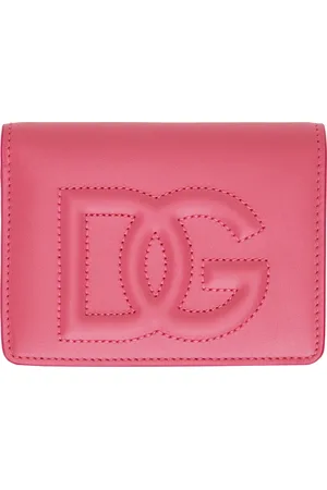 Dolce & Gabbana Portefeuille rose en cuir de veau à logo DG