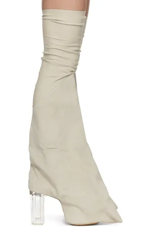 Rick Owens Bottes hautes Taco Kiss blanc cassé - Hollywood