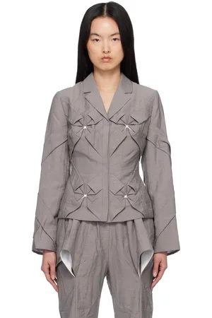 J.KIM Veston gris à fleurs à smocks