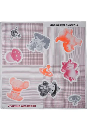 Vivienne Westwood Foulard carré gris à motif Figurines