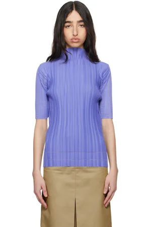 PLEATS PLEASE ISSEY MIYAKE Col roulé bleu à plissures