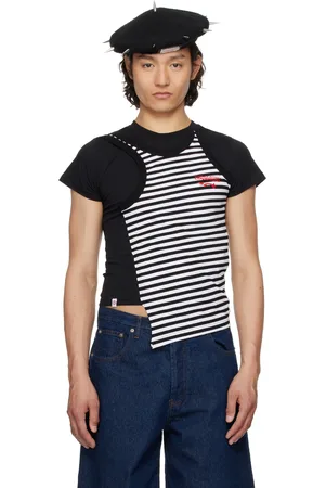 Charles Jeffrey Loverboy Micro t-shirt noir à empiècement de style débardeur