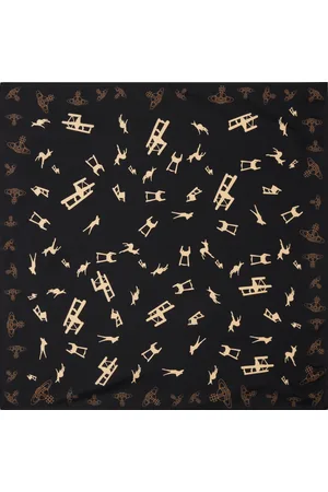 Vivienne Westwood Foulard carré noir à motif de cerfs et chaises