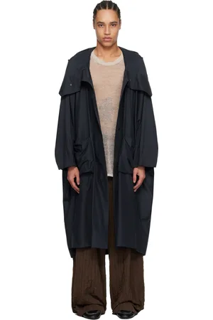 Issey Miyake Manteau bleu marine à assemblage de style cerf-volant