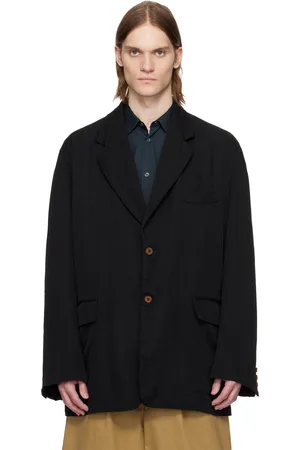 Comme des Garçons Veston traité après assemblage noir en sergé de polyester