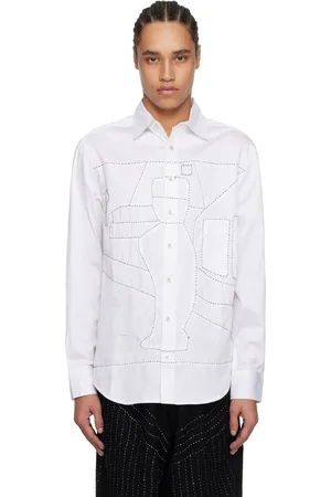 Glass Cypress Chemise façon costume blanche à découpes et à image brodée