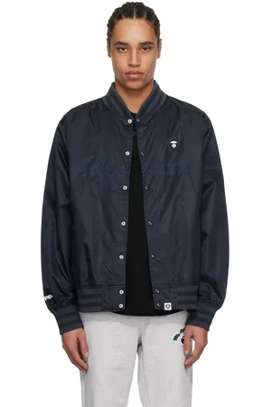 A Bathing Ape Blouson aviateur de style teddy léger bleu marine à logo AAPE Now