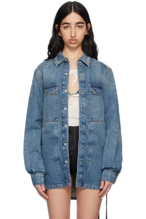 Rick Owens Blouson surchemise bleu en denim - Hollywood